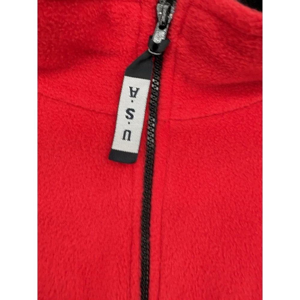 VTG Team USA Olympics Vest Fleece Red Full Zip Jacket Made in USA Mens XL